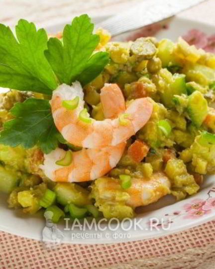 Рецепт постного оливье с креветками