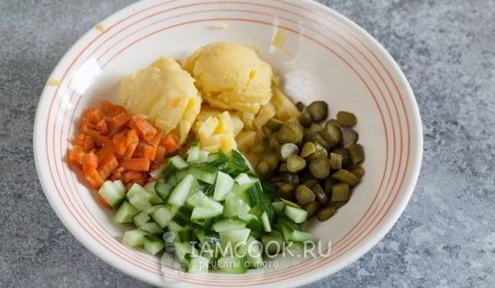 постный оливье с креветками