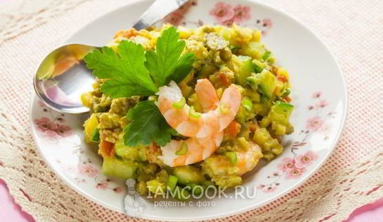 постный оливье с креветками