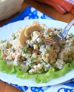 Салат Оливье с грибами постный