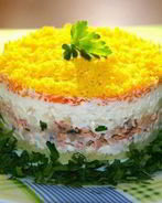 Порционный салат Мимоза с горбушей