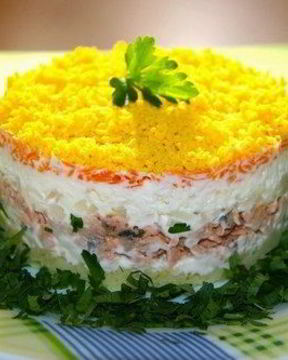 Порционный салат Мимоза с горбушей