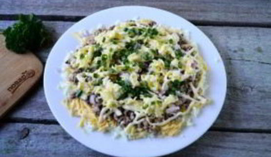 салат мимоза классический слоеный