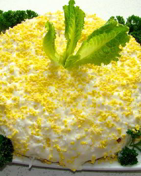 Салат Мимоза с огурцом