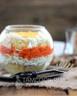 Салат Мимоза с печенью трески