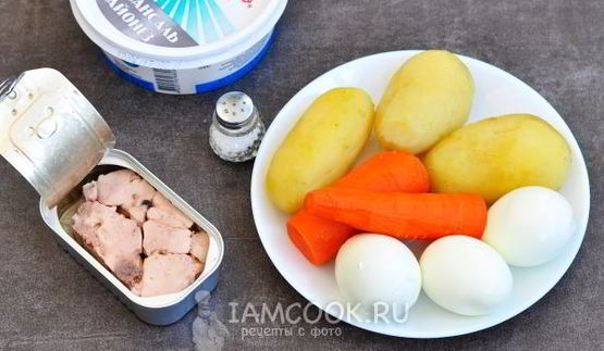 салат мимоза с печенью трески