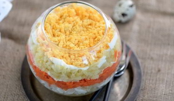 салат мимоза с печенью трески