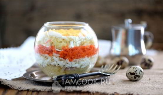 салат мимоза с печенью трески