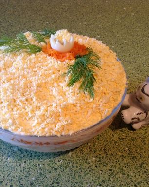 Салат Мимоза с сайрой