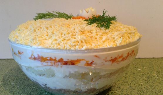 салат мимоза с сайрой