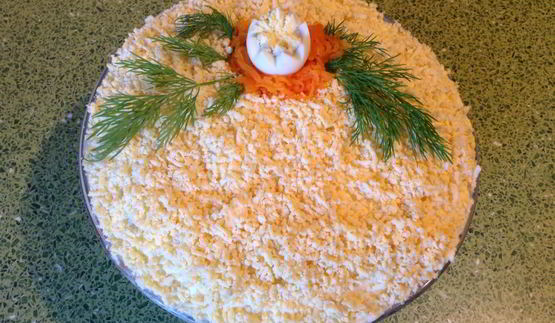 салат мимоза с сайрой