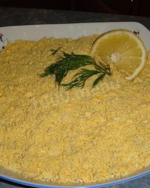 Салат Мимоза с сардиной и сыром