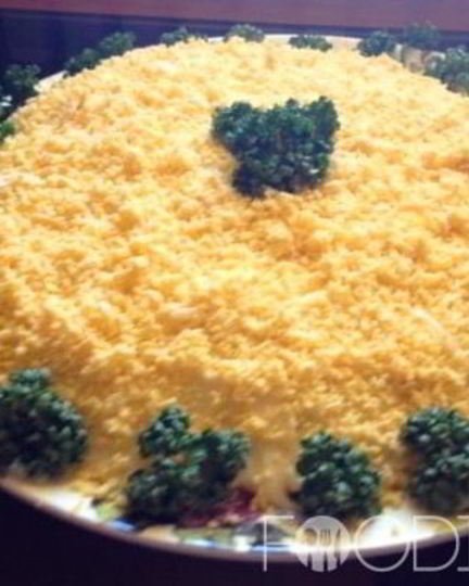 Рецепт салата мимоза с яблоком