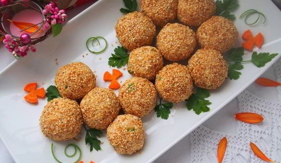 салатные шарики мимоза