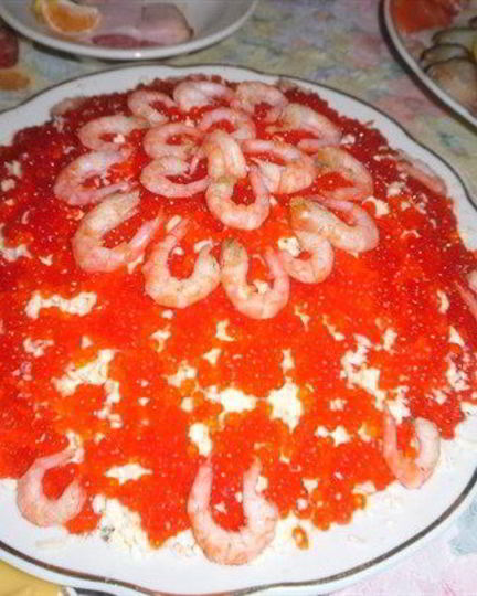 Рецепт салата креветки под шубой