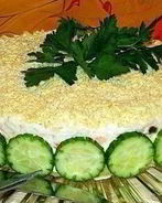 Салат-торт Печень трески под шубой