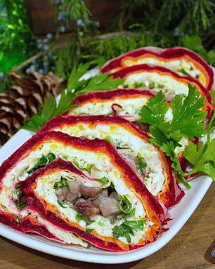 Сельдь под шубой в лаваше