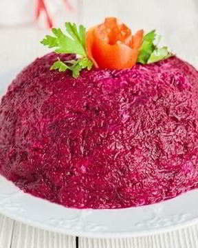 Селедка под шубой без картошки с яблоком