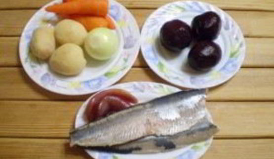 селедка под шубой в виде рулета