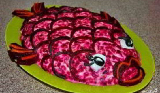 селедка под шубой в виде рыбы