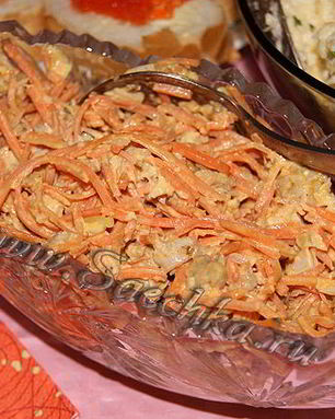 Салат с шампиньонами и корейской морковью