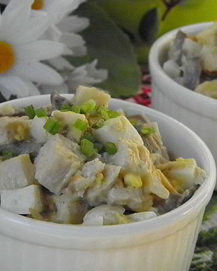 Салат с шампиньонами и куриной грудкой