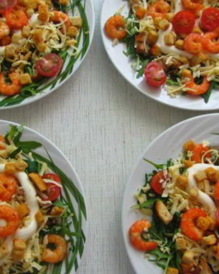 Рецепт цезаря с тигровыми креветками