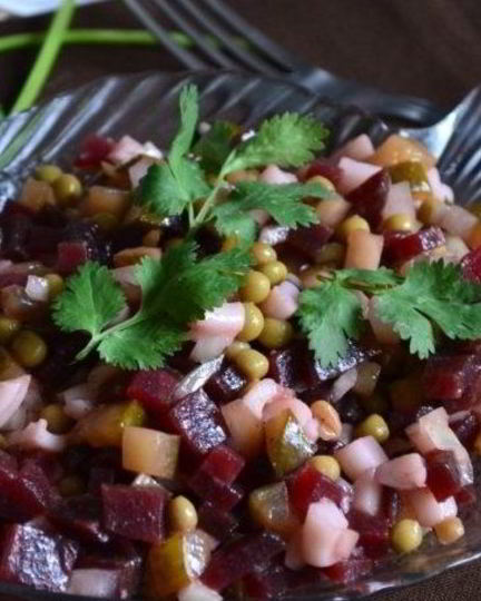 Рецепт винегрета с кальмарами