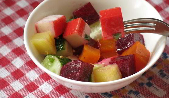 винегрет с крабовыми палочками