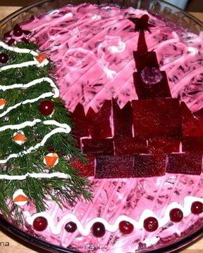 Винегрет с телятиной и селедкой