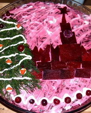 Винегрет с телятиной и селедкой