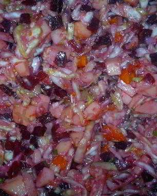 Винегрет со свежей капустой и огурцом