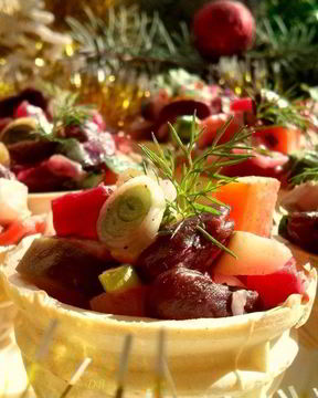 Винегрет в тарталетках