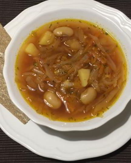 Рецепт борща постного с фасолью