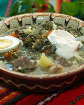 Зеленый борщ со щавелем и яйцом