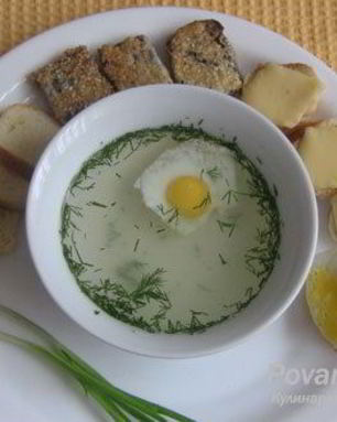 Бульон с гренками