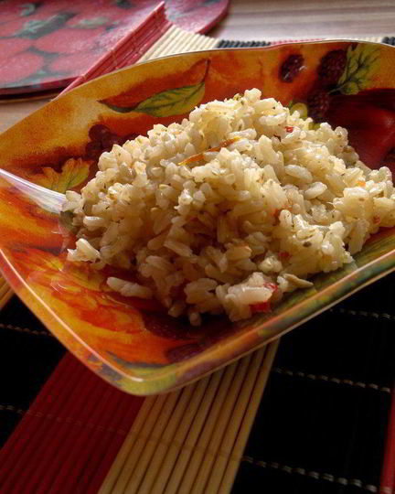 Рецепт бурого риса на курином бульоне