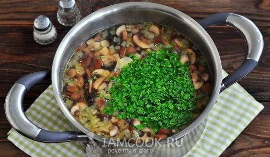 грибной суп на курином бульоне