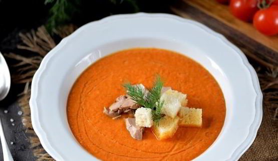 гаспачо с печенью трески