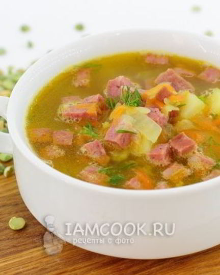 Рецепт горохового супа с копченой колбасой