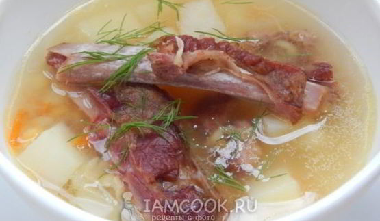 гороховый суп с копчеными свиными ребрами