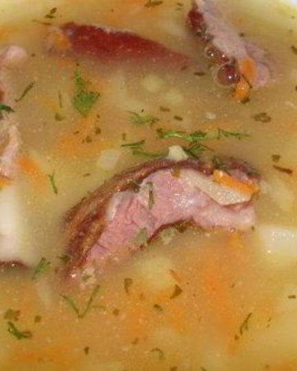 Рецепт горохового супа с копчеными свиными ребрышками в мультиварке