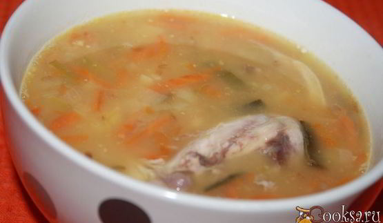 гороховый суп с курицей и луком пореем