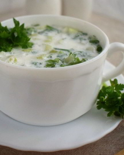 Рецепт холодный суп из кефира с огурцами и зеленью