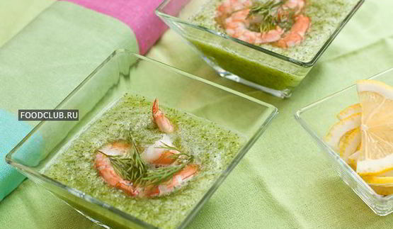 холодный суп из огурцов с креветками