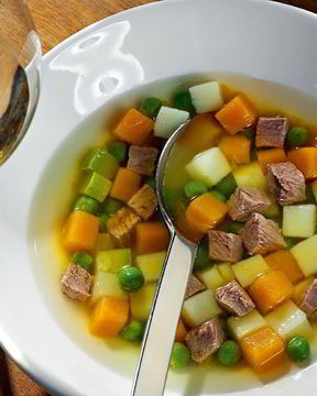 Холодный тыквенный суп с говядиной