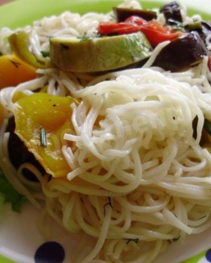 Рецепт лапши кукси с запеченными овощами