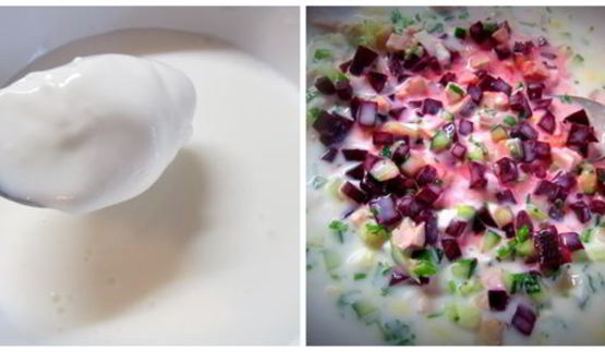 летний холодный суп со свеклой