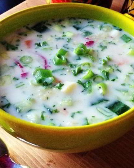 Рецепт окрошки без колбасы