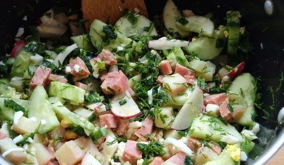 окрошка на газированной минеральной воде